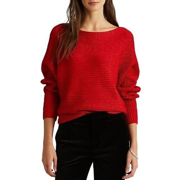 Lauren Ralph Lauren Sweaters - Women's Lauren Ralph Lauren Metallic Dolman Sleeve Sweater Red M Medium